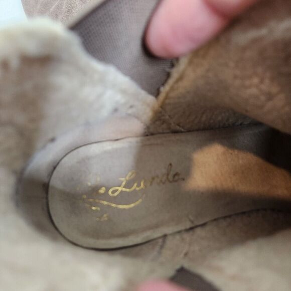 LIENDO Seychelles Boots Womens 8.5 Taupe Suede Ankle Bootie Shearling Shoe Cabin - Picture 10 of 12